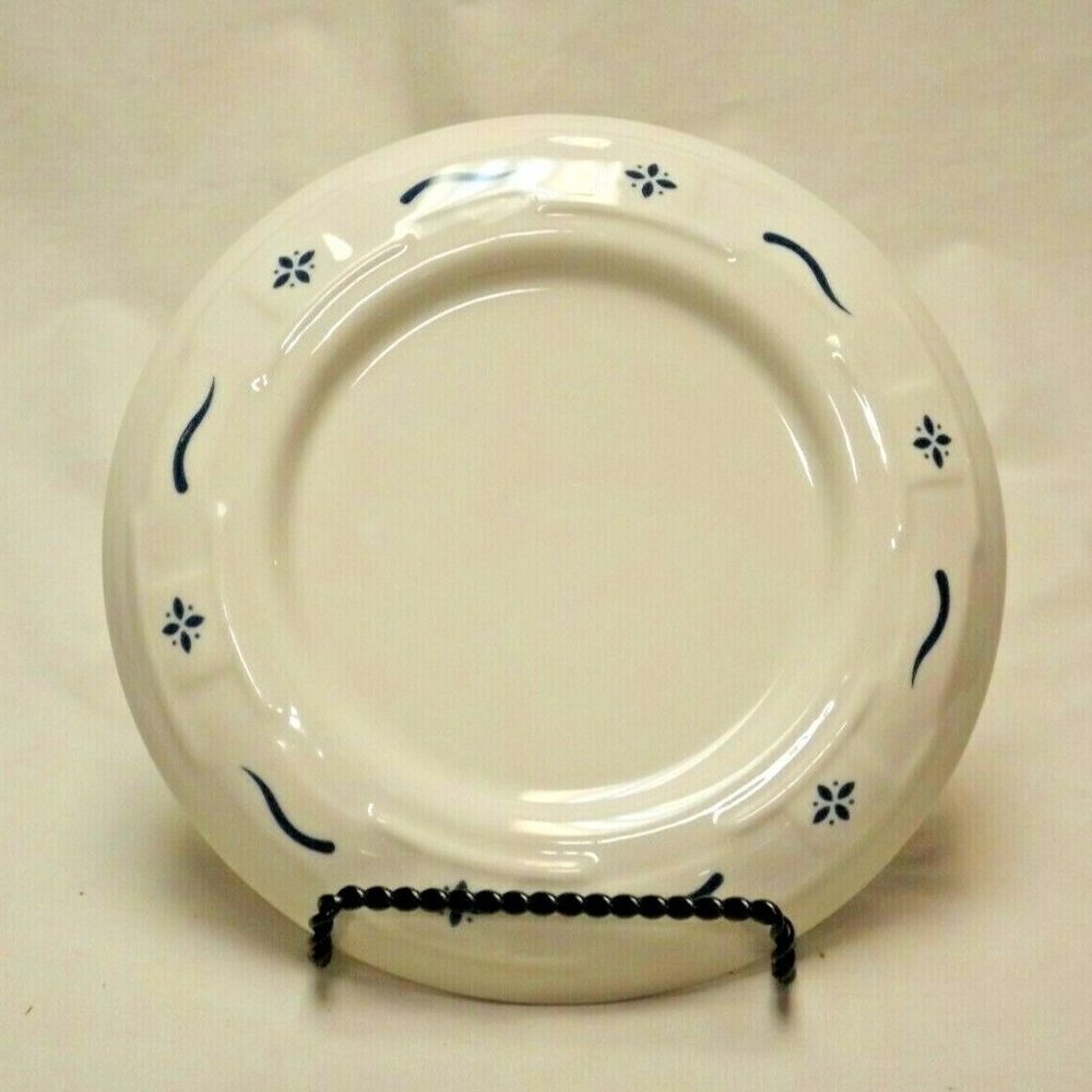 Longaberger Pottery Woven Traditions Classic Blue Pillar Candle Holder USA